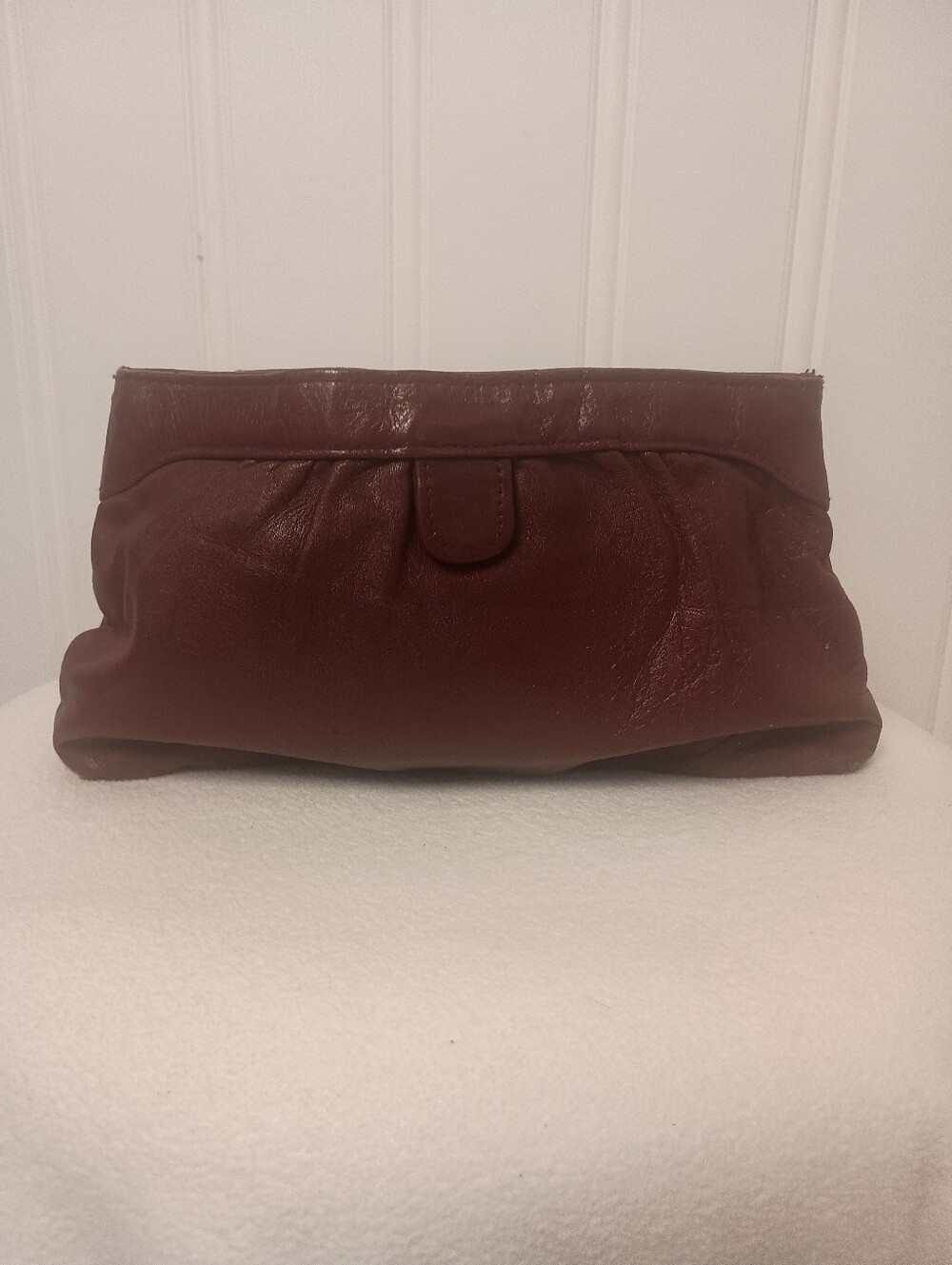 80s Vintage- Women's Burgundy Leather Purse- Clutch Bag